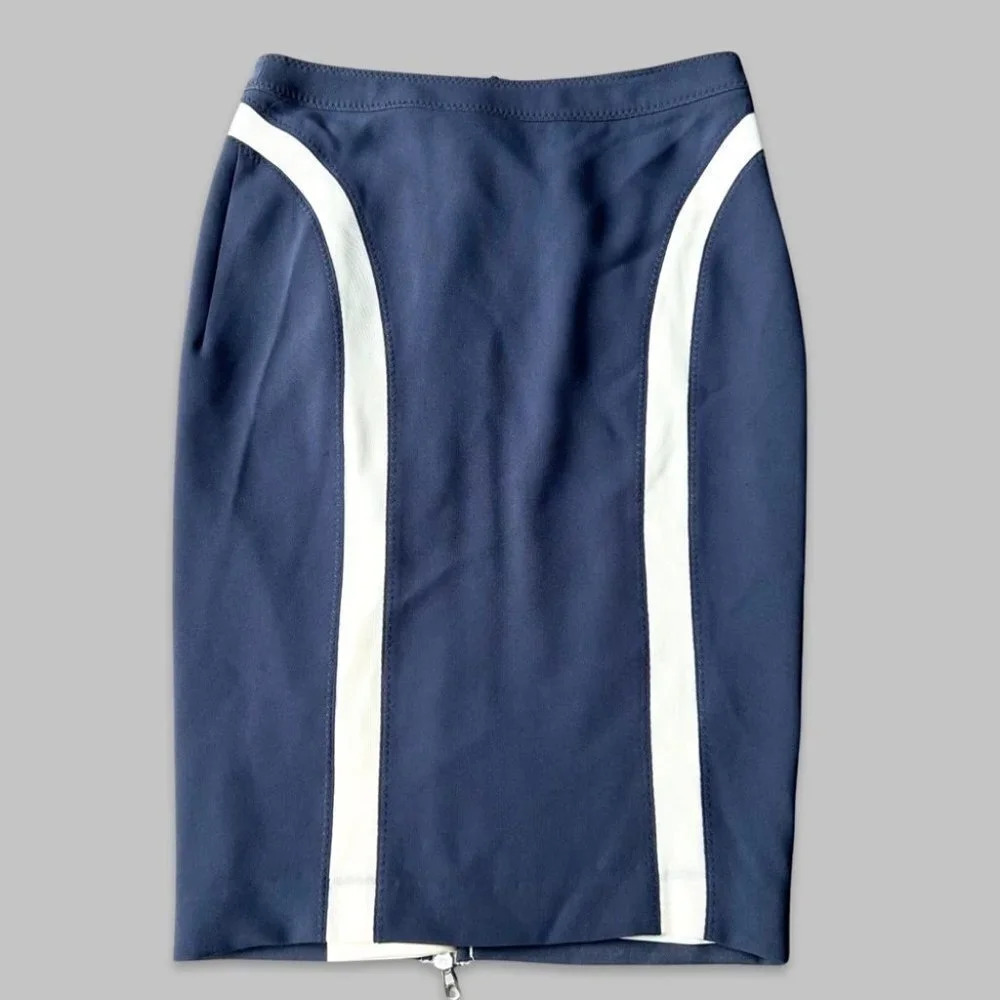 Rag & Bone Navy Ivory Contrasting Colour Midi Skirt